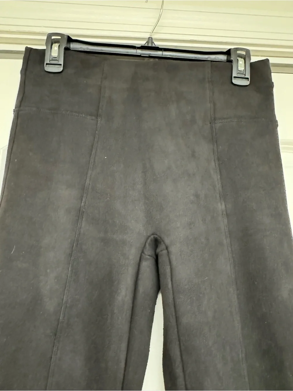 SPANX Black Faux Suede High-Rise Leggings